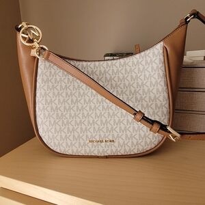 Michael Kors Beige/ Brown Logo Crossbody Bag